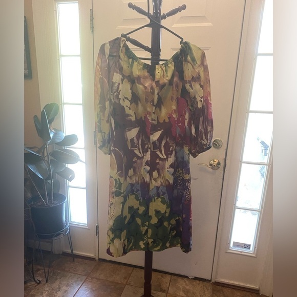 Oleg CASSINI FLORAL DRESS SIZE 10 - Picture 7 of 7